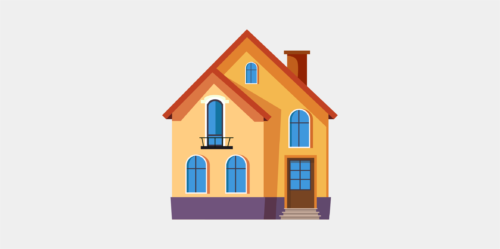 digital illustration of a cosy two-story house with an orange roof