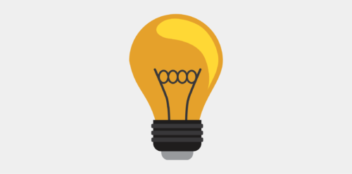 illustrated light bulb glowing in yellow